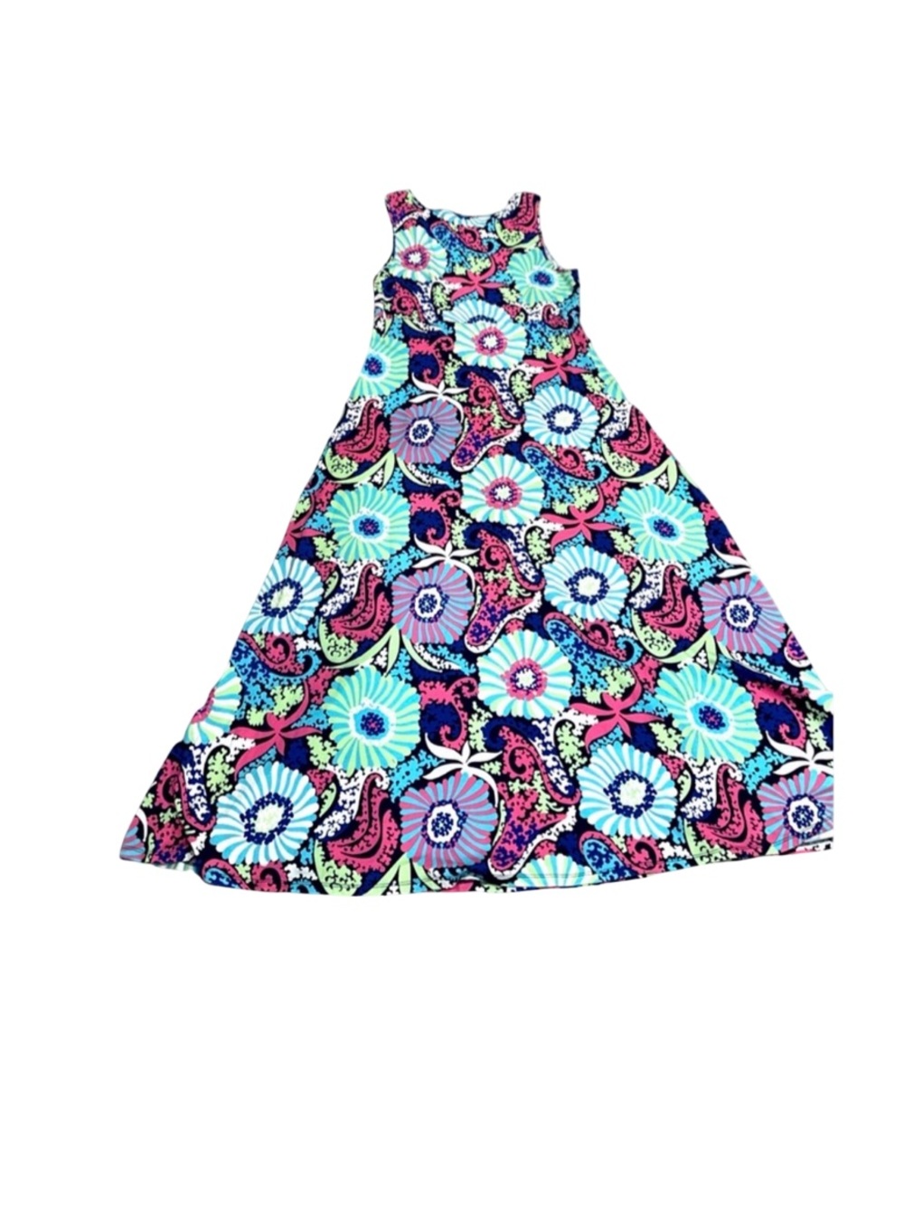Talbots Sleeveless Maxi Dress Large Multicolor Paisley Floral Print - Picture 3 of 8